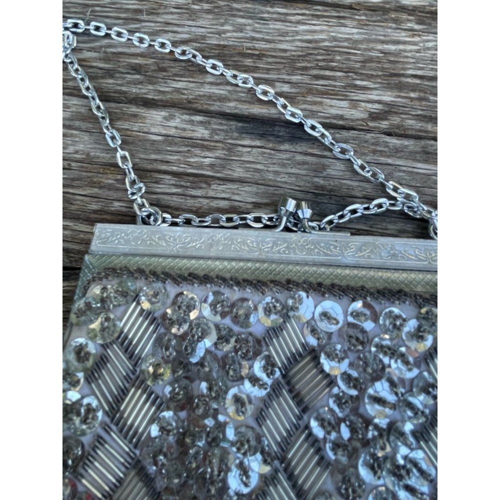 Vintage 1960s Beaded Sequin Liver Formal Purse Lucite Frame - Picture 12 of 12